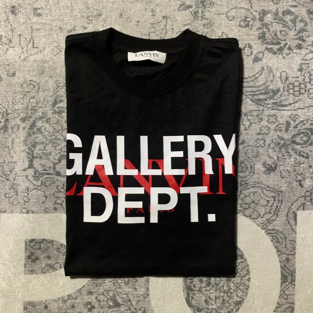 Lanvin x Gallery Dept T-Shirt Mens Large Black Excellent Graphic Logo Italy - Picture 3 of 6